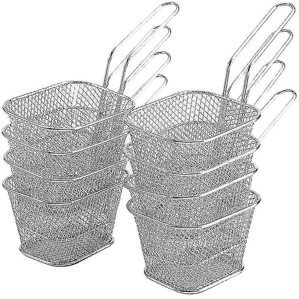 2 Pieces French Fries Basket Stainless Steel Independent Round French Fries Baske