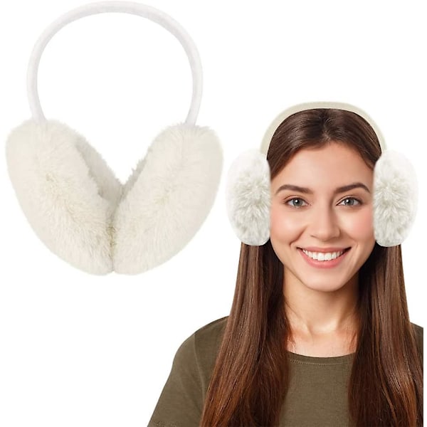 Foldable Plush Earmuffs White Ear Muffs With Waterproof Bag Women Ear Muffs