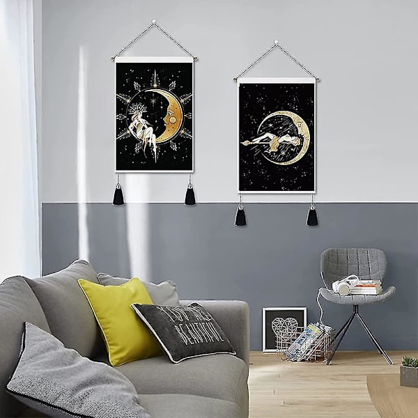 2-pack månfas tapet psykedelisk psykedelisk måndekoration för sovrum vardagsrum 35 x 50 cm