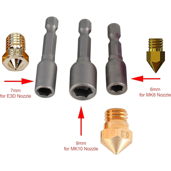 6 i 1 3D-skriverdysebytteverktøy for Mk8 Mk10 Um2 E3d
