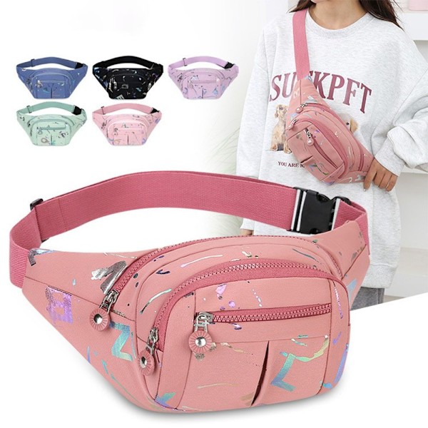 Kuumaleimatut kirjaimet vyölaukut Monitoimiset vyölaukut Rento crossbody-laukku dark pink