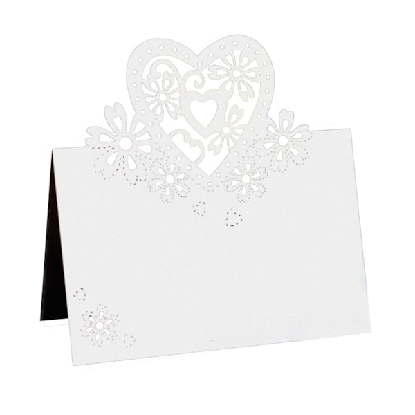 50PCS Place Cards Table Cards Name Cards for Table Setting 3D Love Heart Flower Hollow Out Paper Card Banquet Seat Card Place Card