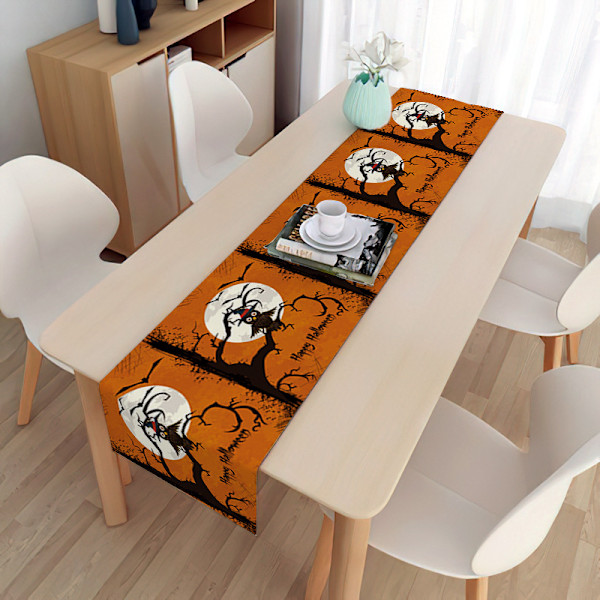 4 stk Halloween Efterår Sæson Forår Efterår Køkken Spisestue Linned Bord Dekoration til Indendørs Udendørs Hjem Fest Middag 13x72 Tommer