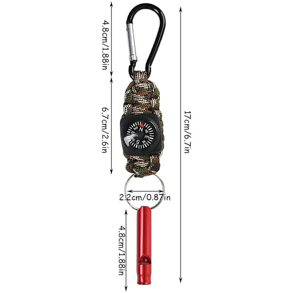 3 st 4-i-1 Paracord Nyckelring, Paracord Nyckelring Med Karabinhake & Navigation