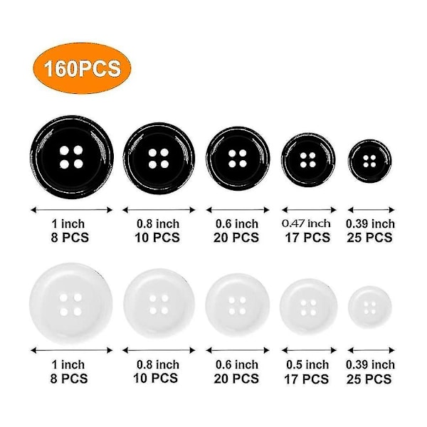 160 st syknappssats sy knappar med platt baksida i harts med fackförvaringslåda för sömnad DIY