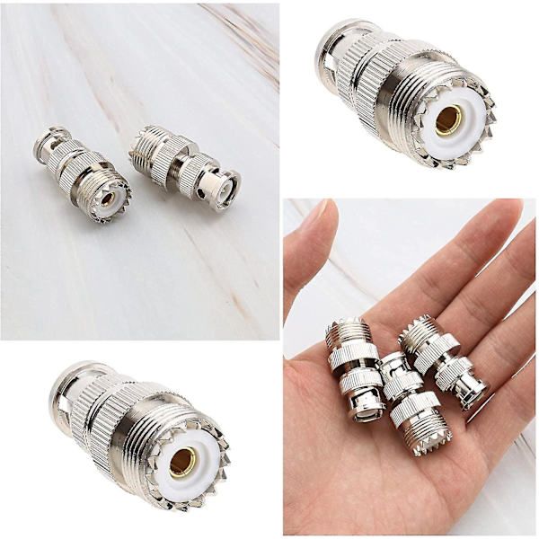 BNC Uhf Coax-stik Uhf Hun til Bnc Han Koaksial-stik Lavtabss Coax-adapter til RF-antenner/trådløse LAN-enheder/koaksialkabel/wi-fi-radioer