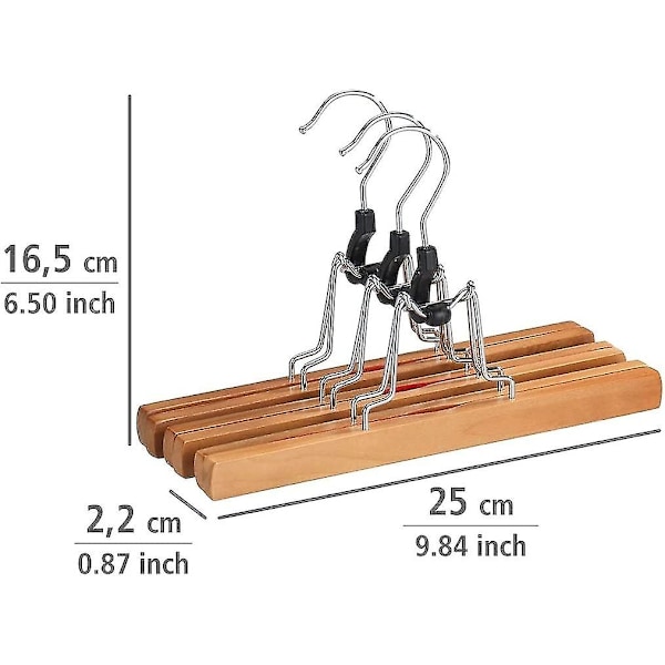 Naturlig bukseophæng - Sæt med 3, træ, 25 x 16,5 x 2,2 cm, brun TA