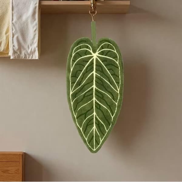 Køkkenhåndklæder, 2-pak koralfleece håndklæder, blødt meget absorberende blad design, til køkken, grøn, 30 x 15 cm