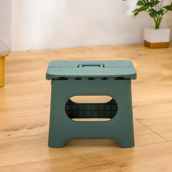 Fällbar pall, bärbar stark platsbesparande plastpall för vuxna och barn STURDY AND DURABLE(Grön)