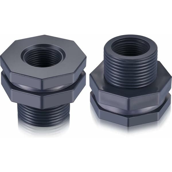 2-delt PVC skotfitting til regnvandstønder, akvarier, vandtanke (3/4\")