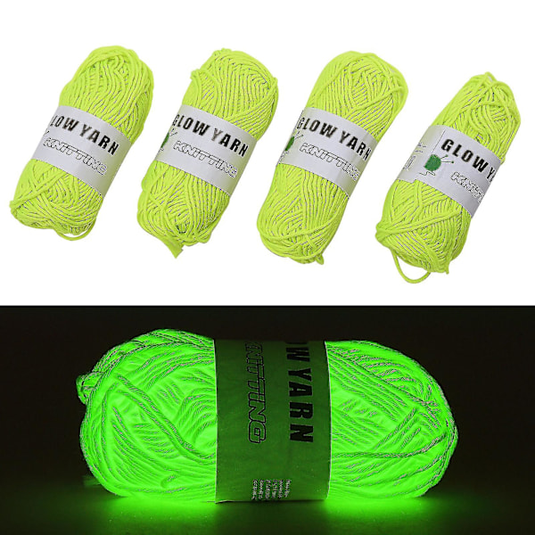 4 ruller garn til hekling, sytilbehør - DIY Glow In The Dark Garn for DIY Arts Sea Green