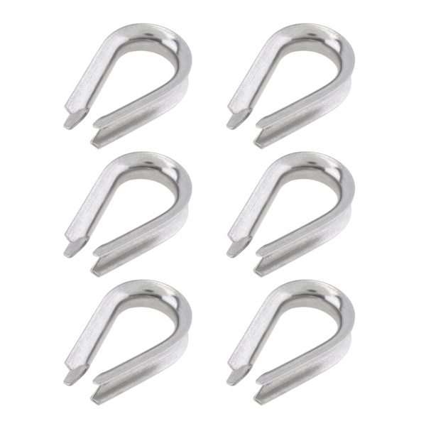6 stk. Wire Rope Thimbles, M5 rustfrit stål thimble til kabelrigning ekstra kraftig wire rope thimbl