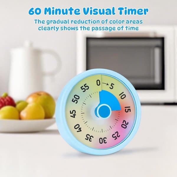 Visuell Timer 60 Minuters Nedräkningstimer Med Tyst Drift För Barn Klassrumsstudier Kontor Kök Pomodoro Tidshantering Blå 11 x 5 x 11 cm