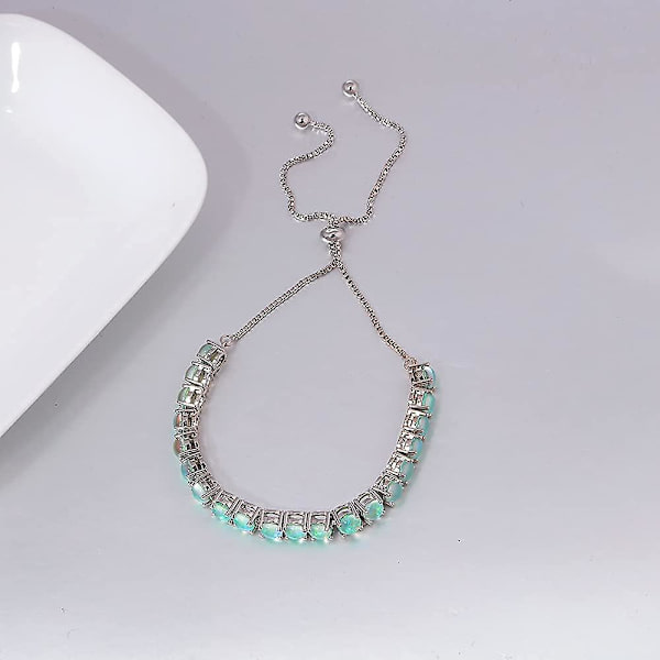 Justerbart silverpläterat opaltennisarmband för kvinnor flickor - Fashion Jewelry Gift Opal Armband