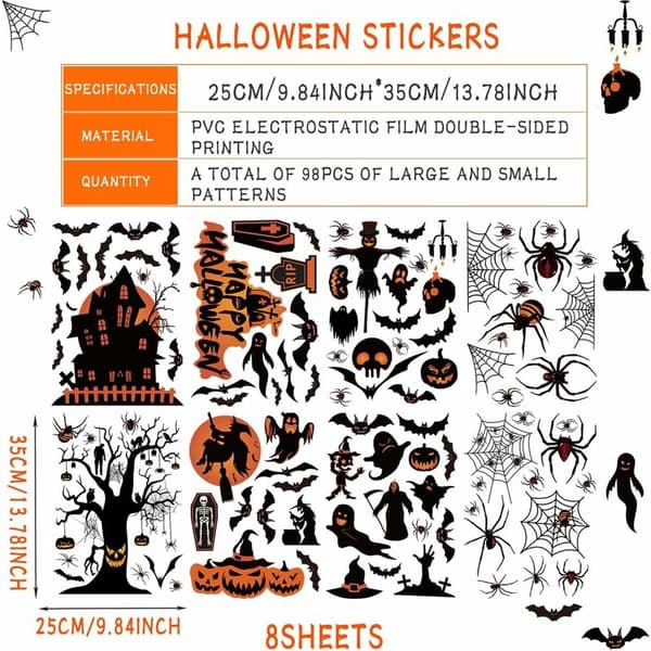 Halloween Vinduesdekorationer - Dobbeltsidede Statiske Klæbemærker
