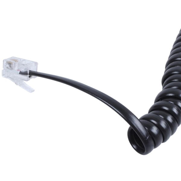 10x Udskiftning Rj9 4p4c Stik Spiralformet Strækbar Telefon Håndsæt Kabel Linje Sort