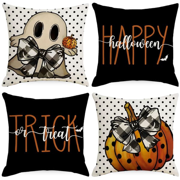 Halloween Spøgelses Pudebetræk, Græskar Spooky Pudebetræk Dekoration til Sofa Sæt af 4