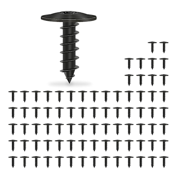 Pakke med 80 stk. selvskruende skruer M5 x 16 mm karosseriskruer Torx selvskruende skruer svart for bilskjermer