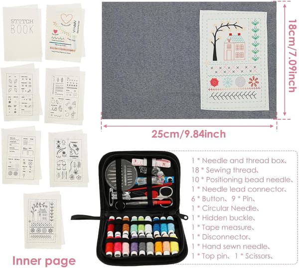 Sewing Book, Embroidery Instruction Book for Beginners for D-IY Sewing Set, Creative Embroidery Stitch Book with Sewing Accessories to Elevate Sewing