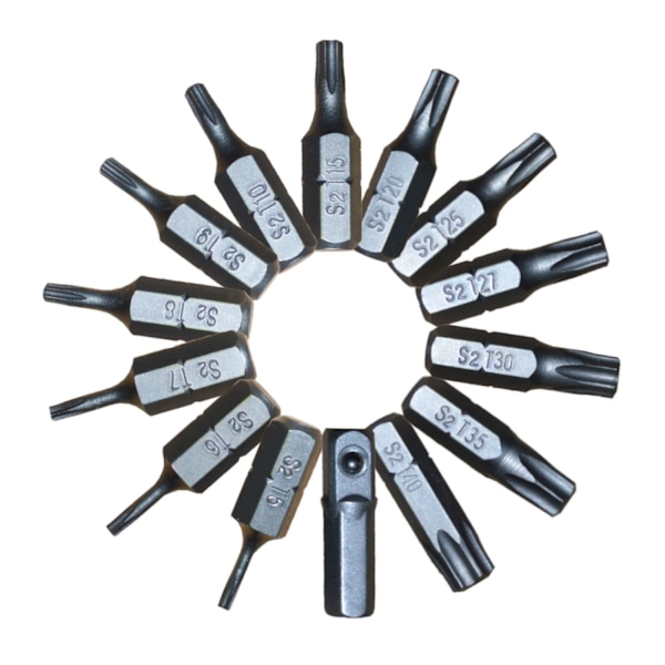14-delt tamper-proof Torx-bitssett, S2-legeringsstål T5-T40 sikkerhets-tamper-resistent stjernbits. Gaver til menn