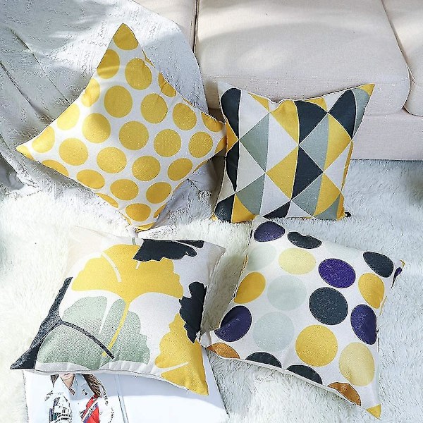 Sæt med 4 dekorative sofapudebetræk til sofa- og soveværelsesdekoration (45 x 45 cm)