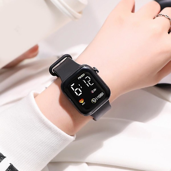 Digital Klocka Vattentät Barnklocka för Pojkar Flickor LED Armbandsur - Ny Black