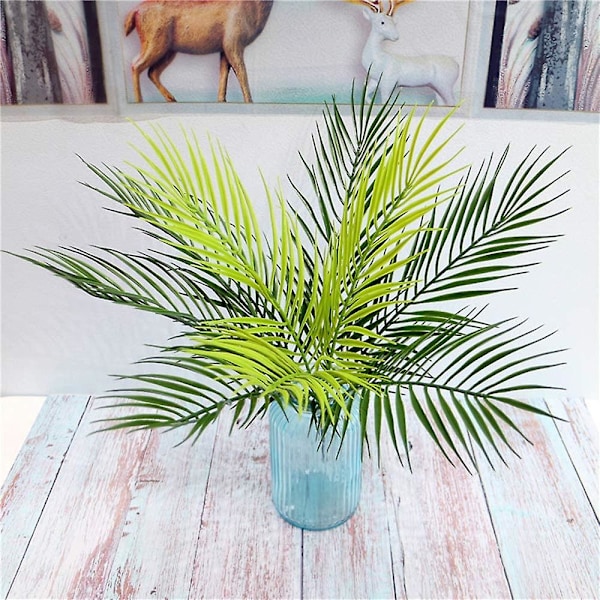 12 stk. Kunstige palmerblade Planter Faux palmerblade Tropiske store palmerblade Grønt plante til