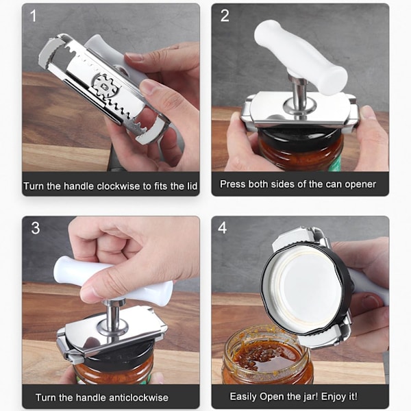 （white）multifunctional Grip Bottle Opener - Easily Opens Twist Caps, Bottle Caps, Canning Lids and Can Tabs