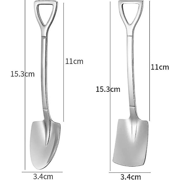4 kpl ruostumattomasta teräksestä valmistettua lapionmuotoista lusikkaa, teräväkärkinen lusikka, kahvin, teen, sokerin sekoituslusikka, kakkujälkiruokalusikka juhliin