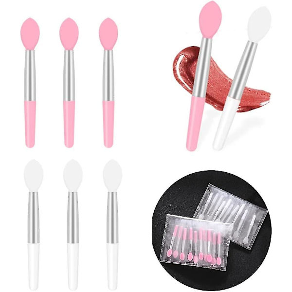20 stk. Mini dobbeltsidet silikone læbepensel (pink og hvid)