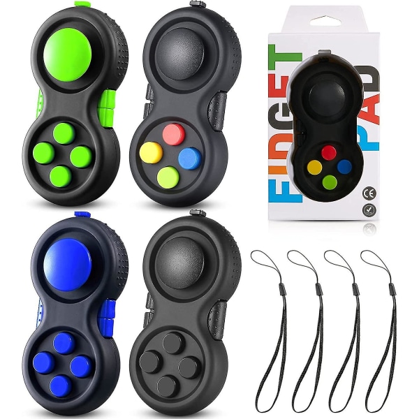 4 stk Fidget spillkontrollerpute, nøkkelring Fidget for voksne tenåringer, angst og stressavlastende sensorisk leketøy