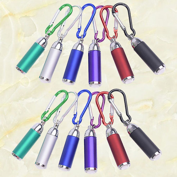 12PCS Utomhus Camping Ficklampa Mini Nyckelring Fackla Klättrings Hook Liten Fackla Aluminiumlegering Ficklampa för Hem Utomhus (Slumpmässig Färg)