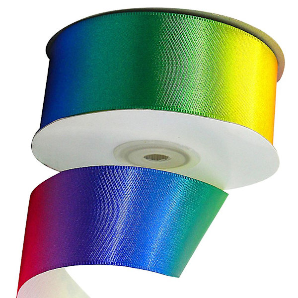 1 rulle regnbågsband Hög densitet Gradient Polyesterband Färgglad presentförpackningsremsa DIY Bakningsförpackningsband för hem Butik (22M Lång 4CM Bredd