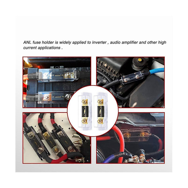 2 stk. ANL-sikringholder Bolt-on-sikring Bilsikringholdere Smeltesikring Med Sikring 200a Sikringer Amp For Rv Bil