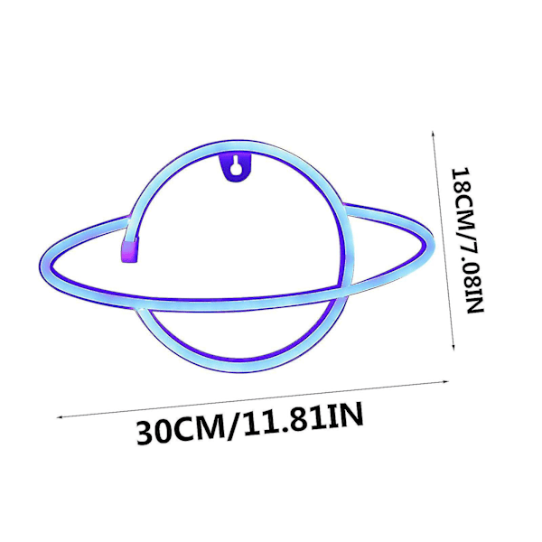 Led Planet Neon Lys Univers Form Pynt Nett Rød Dekorasjon Nattlys (1 stk, Blå)