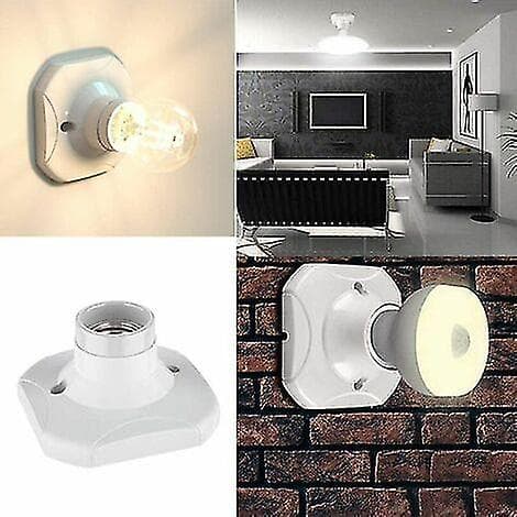 E27 LED Lyspæresokkel, Keramisk E27 Sokkel og Plastbase, Hvit E27 Sokkel med Ring for Inngangs-/Tak-/Balkongbelysning