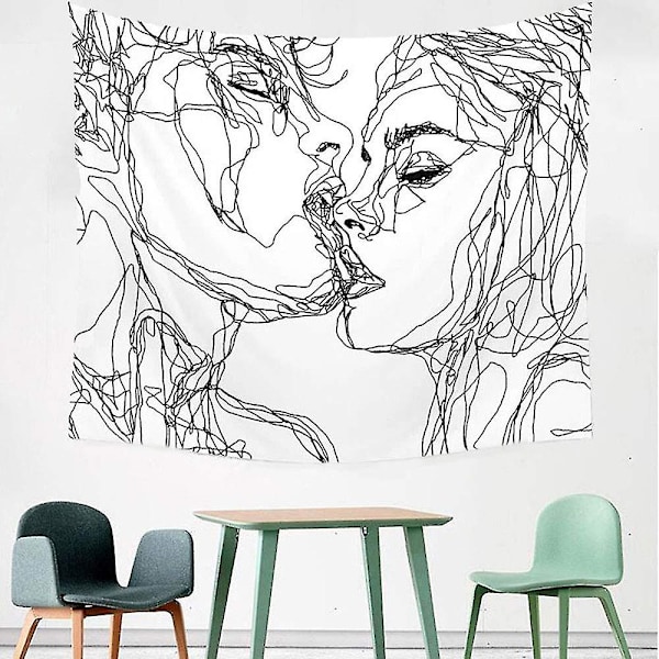 Modern Kiss Väggbonad Abstrakt Konst Väggbonad Psykedelisk Polyester Heminredning Modern Dekorativ (vit 150 X 200cm)
