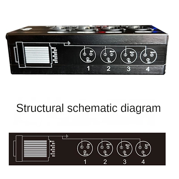 1 stk 4-kanals 3-pin XLR lyd- og DMX over nettverkskabelforlenger, DMX512 nettverkssignalforlenger