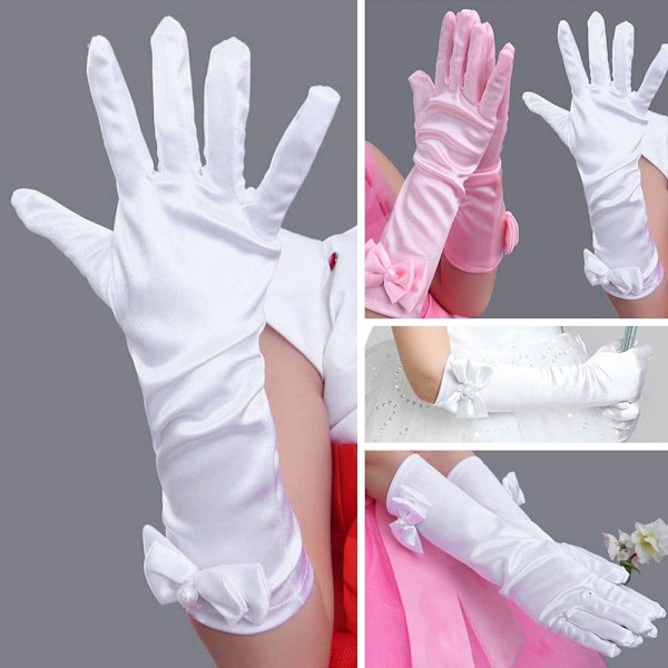 Långa handskar för barn, prinsessdans, scenhandskar pink