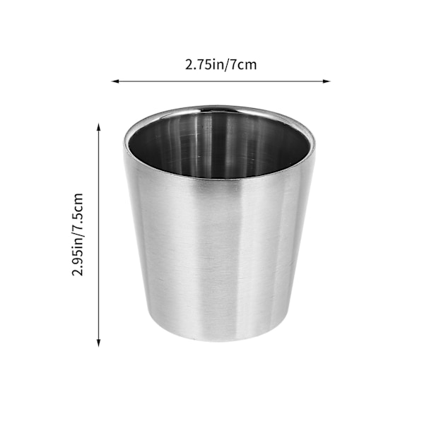 4 stk. rustfrit 180 ml multifunktions kaffekopper i rustfrit stål (sølv)