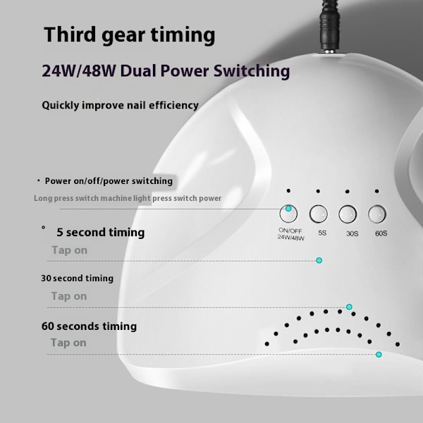 LED-neglelampe, gelneglelampe for neglelakk UV-tørketrommel med 3 timere Negltørker for gelneglelakk Herdelampe