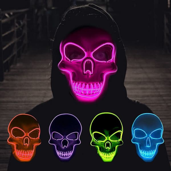 Halloween Skrämmande Mask Light Up Mask för fest pink