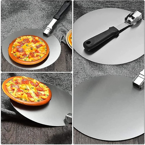 Pizzaspade, 10 tum rund pizzaspade tillverkad av rostfritt stål, med halkfritt handtag