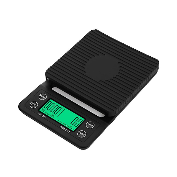 5 kg/0,1 g Droppkaffeskala med Timer Bärbar Elektronisk Digital Köksvåg LCD Elektronisk Vågskala