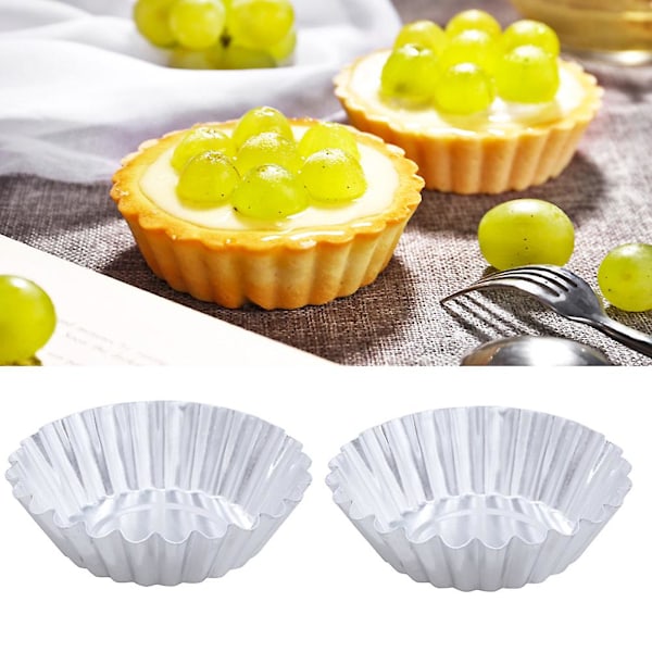 24 stk. aluminiumslegerings eggterteformer, non-stick krus, gjenbrukbare blomsterformede cupcake muffins bakekopp terteformer