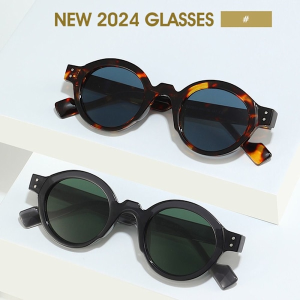 Pyöreät aurinkolasit Punk Shades UV400 Trendikkäät kirkkaat linssit Y2K-lasit Leopard