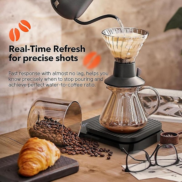 Digital Kaffeskala med Timer - Espressoskala för Häll över Droppmaskin 0,1g Hög Precisionsskala