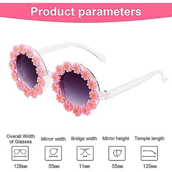 Söpöt Daisy Pyöreät Aurinkolasit Uv400 Unisex Peili Aurinkolasit Pakkaus 4, Sininen, Keltainen, Vaaleanpunainen, Valkoinen