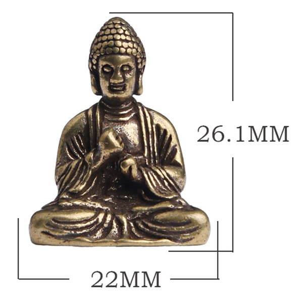 Mini Buddha-statue i solid messing, håndlaget meditasjonsfigur for hjem, hage, alter, yoga-dekor, antikk messingfinish