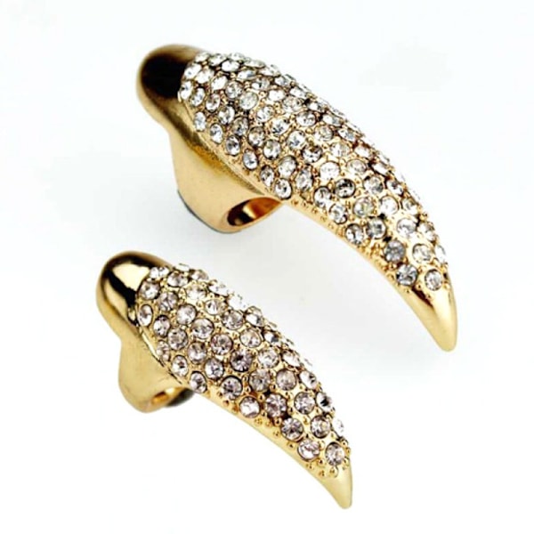 Set med 5 guld olika storlekar klo ring gotisk smycken falska nagel retro finger ring knog fingertopp klo
